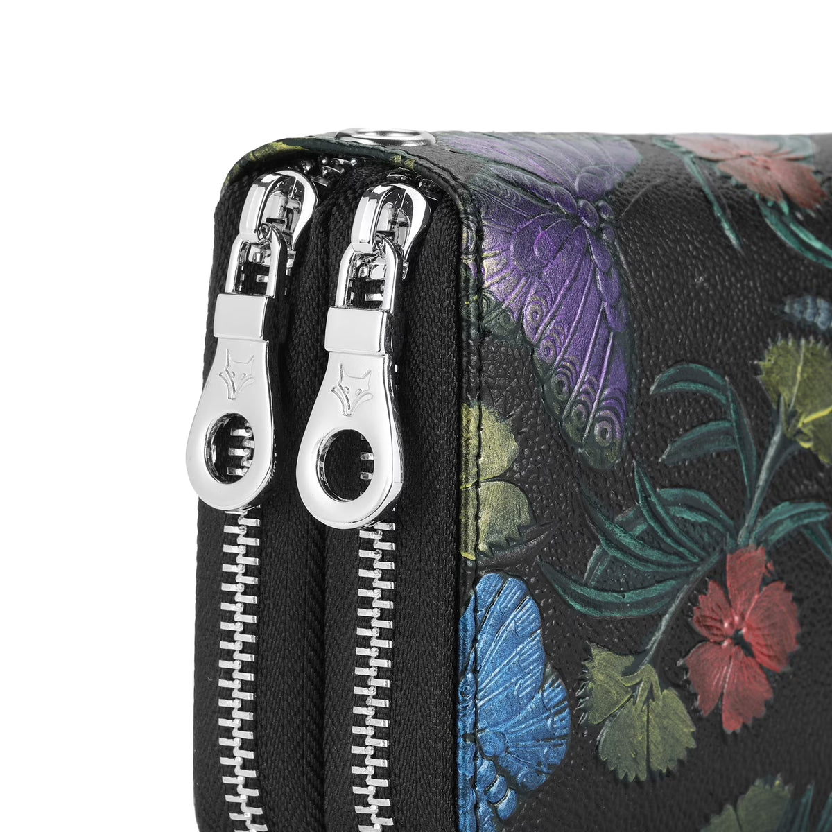 Floral Women'S Wallet Large Capacity Double Zip Ladies Card Phone Holder RFID Blocking Wristlet Leather with Gift Box