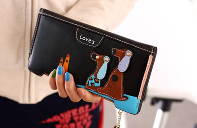 LY.SHARK Cartoon dog women purse bag designer wallets famous brand women wallet long money clip dollar price zipper coin pockets