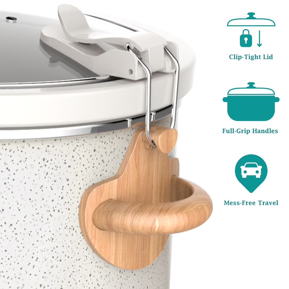 6-Quart Portable Linen Speckle Slow Cooker