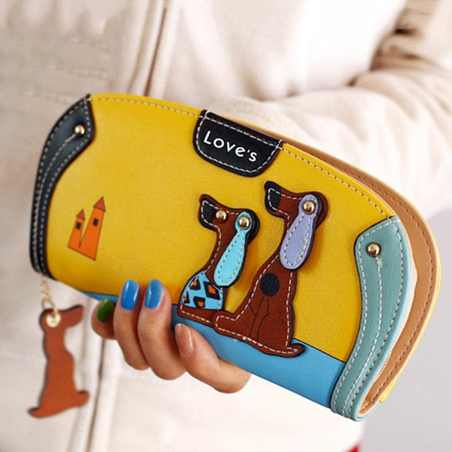 LY.SHARK Cartoon dog women purse bag designer wallets famous brand women wallet long money clip dollar price zipper coin pockets