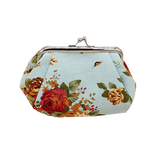 Women Flower Printed Canvas Wallet Card Holder Coin Purse Clutch Handbag Bag