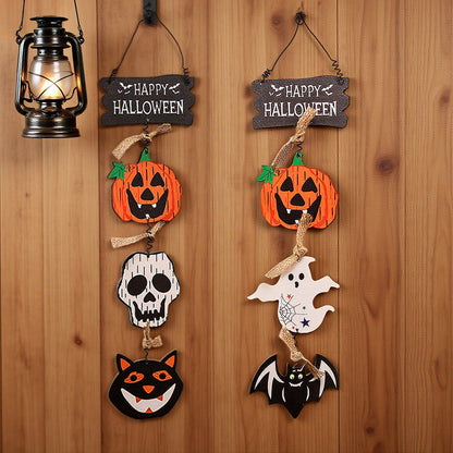 Halloween Decorations Wooden Plaque Door Hanging Pumpkin Ghost Ornament