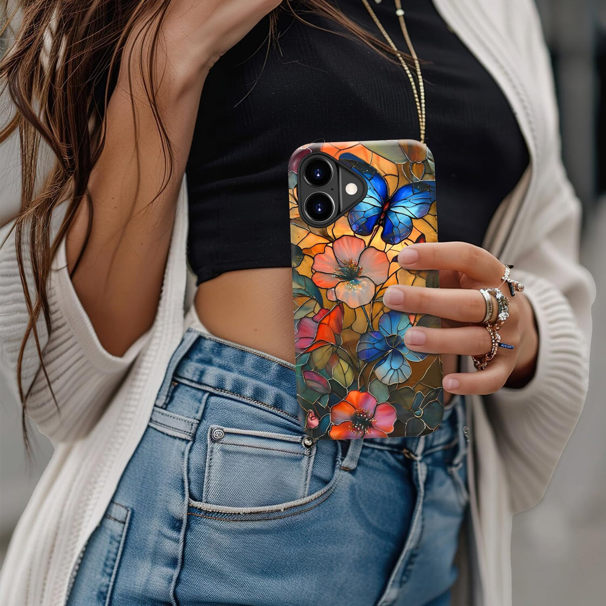 for Iphone 17 Case Cute, Preppy Trendy Floral Design