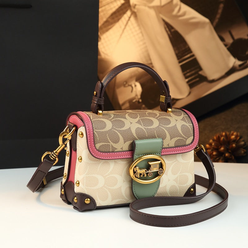 Leather Small Square Bag for Women