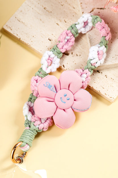 Pink Flower Decor Daisy Crochet Phone Strap
