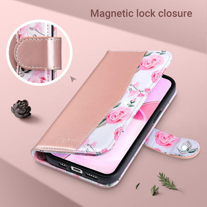 Compatible with Iphone 14 Wallet Case for Women, Rose Gold