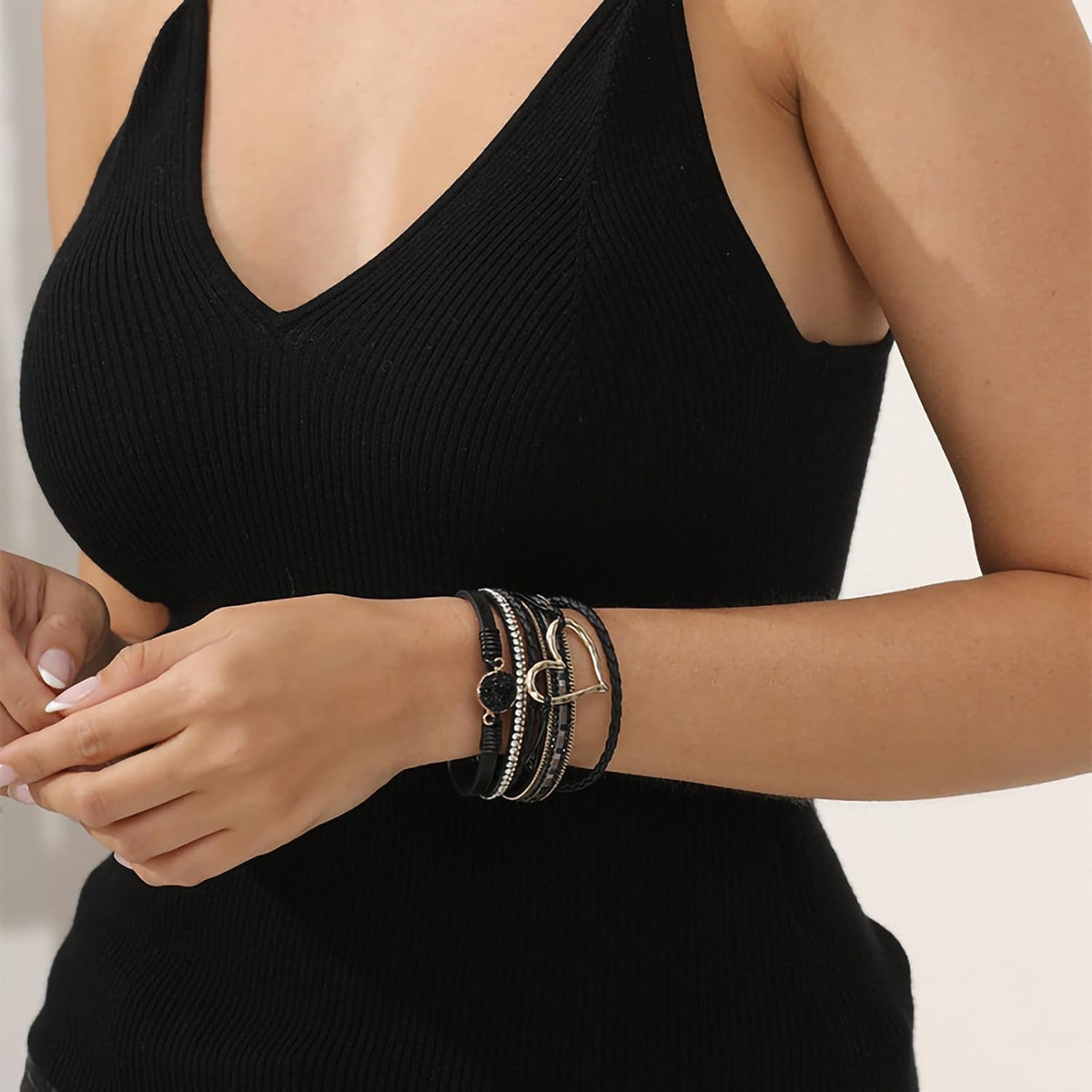 Leather Wrap Bracelet for Women, Boho Western Layered Cuff Jewelry