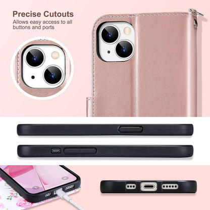 Compatible with Iphone 14 Wallet Case for Women, Rose Gold