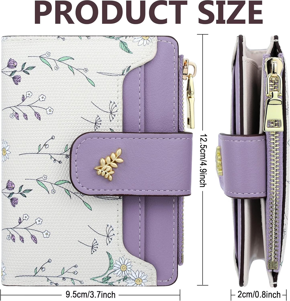 Womens Wallet with RFID Blocking Cute Small Wallets for Women Thin Purple Women'S Wallet Kawaii Flower Card Wallets for Women Ladies