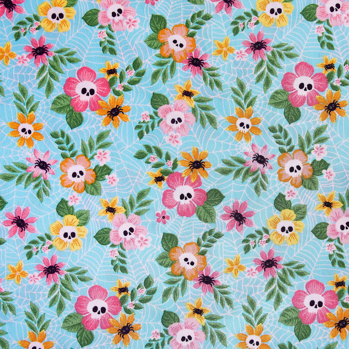 Summerween Soft Microfiber Sheet Set, 4- Piece, Floral Skulls, Full