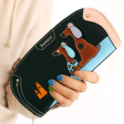 LY.SHARK Cartoon dog women purse bag designer wallets famous brand women wallet long money clip dollar price zipper coin pockets