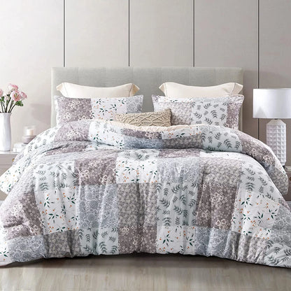3-Piece King Comforter Set, Soft Reversible Bedding Comforter Sets, Patchwork Printed down Alternative Comforter Duvet for All Seasons, Grey