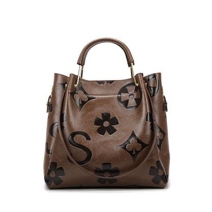 Handbag Women's Fashion Embossed Tote Bag Large Capacity Maternity Bucket Bag