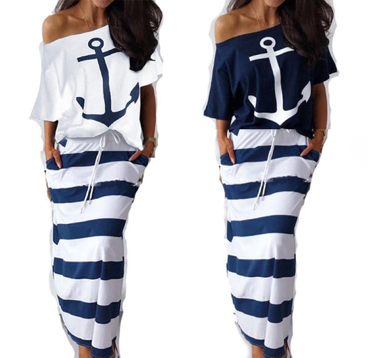 New European and American Navy Style Casual Set, 2 Pieces