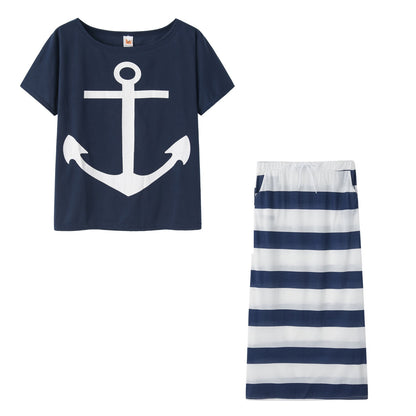 New European and American Navy Style Casual Set, 2 Pieces