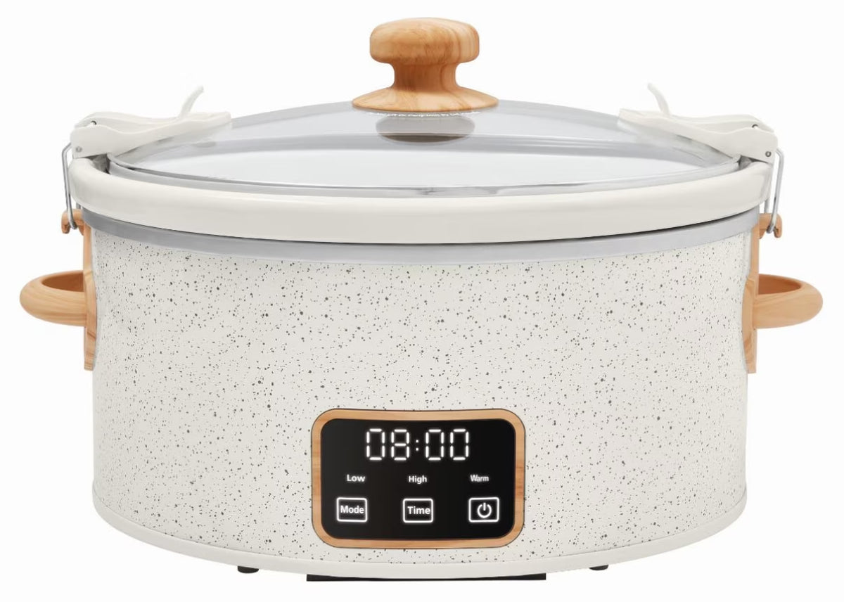 6-Quart Portable Linen Speckle Slow Cooker