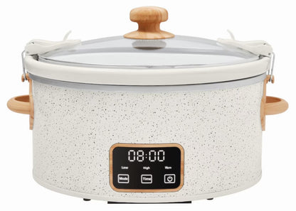 6-Quart Portable Linen Speckle Slow Cooker
