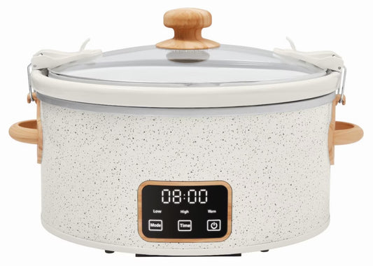 6-Quart Portable Linen Speckle Slow Cooker