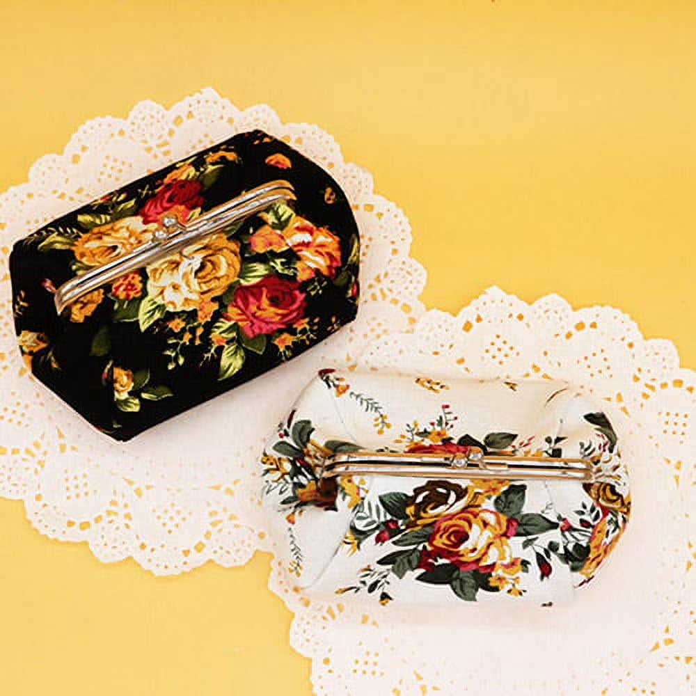 Women Flower Printed Canvas Wallet Card Holder Coin Purse Clutch Handbag Bag