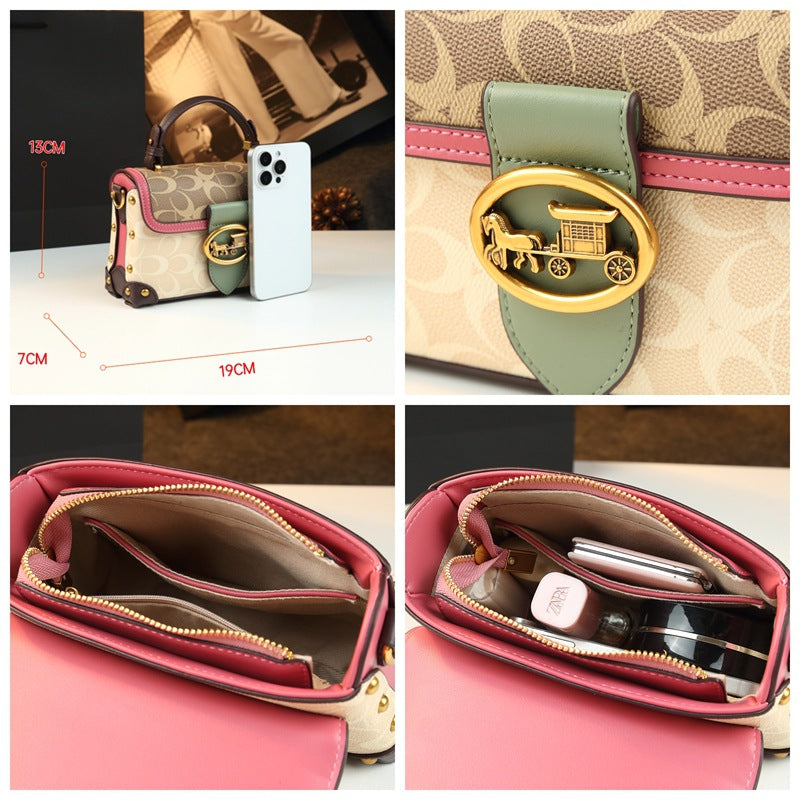 Leather Small Square Bag for Women