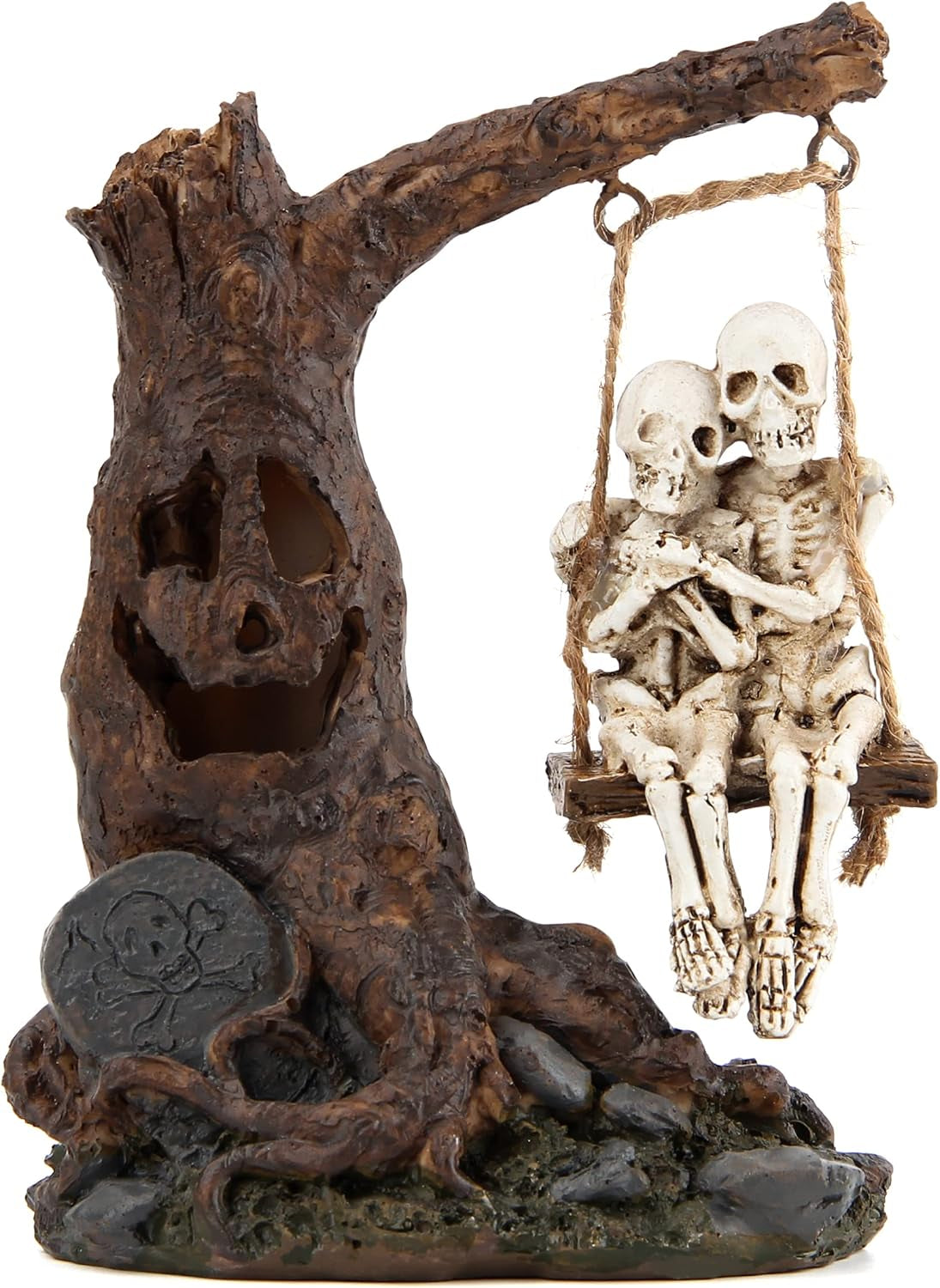 Halloween Skull Statue with Spooky LED Light for Home Indoor Decorations