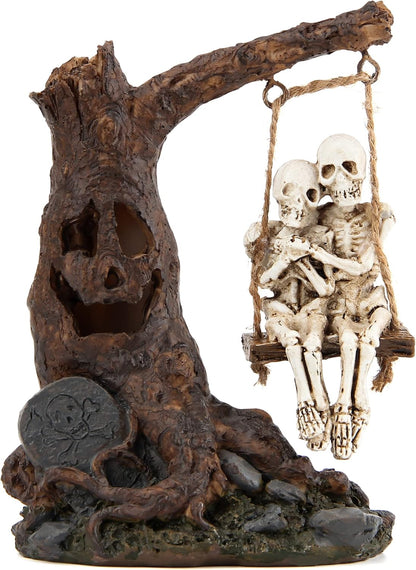 Halloween Skull Statue with Spooky LED Light for Home Indoor Decorations