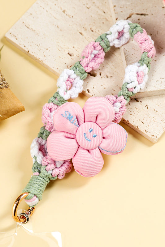 Pink Flower Decor Daisy Crochet Phone Strap