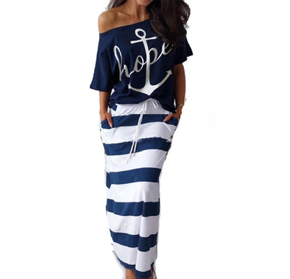 New European and American Navy Style Casual Set, 2 Pieces