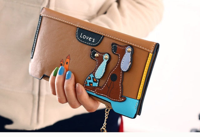 LY.SHARK Cartoon dog women purse bag designer wallets famous brand women wallet long money clip dollar price zipper coin pockets