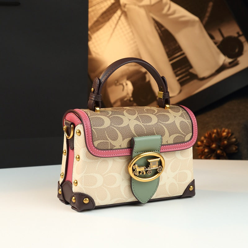 Leather Small Square Bag for Women
