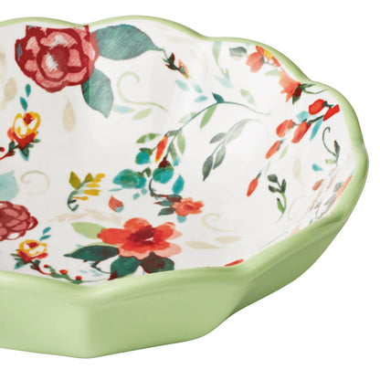 Painted Meadow Green 4-Piece Ceramic Pasta Bowl Set
