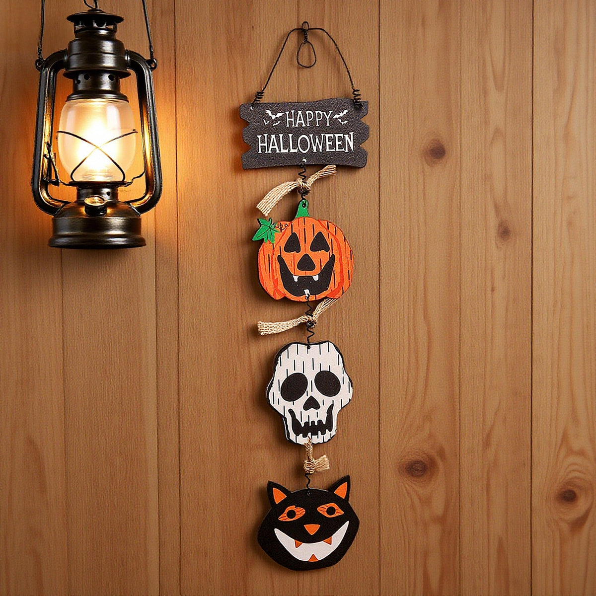 Halloween Decorations Wooden Plaque Door Hanging Pumpkin Ghost Ornament