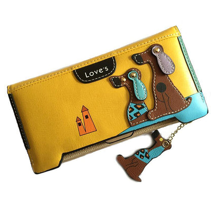 LY.SHARK Cartoon dog women purse bag designer wallets famous brand women wallet long money clip dollar price zipper coin pockets