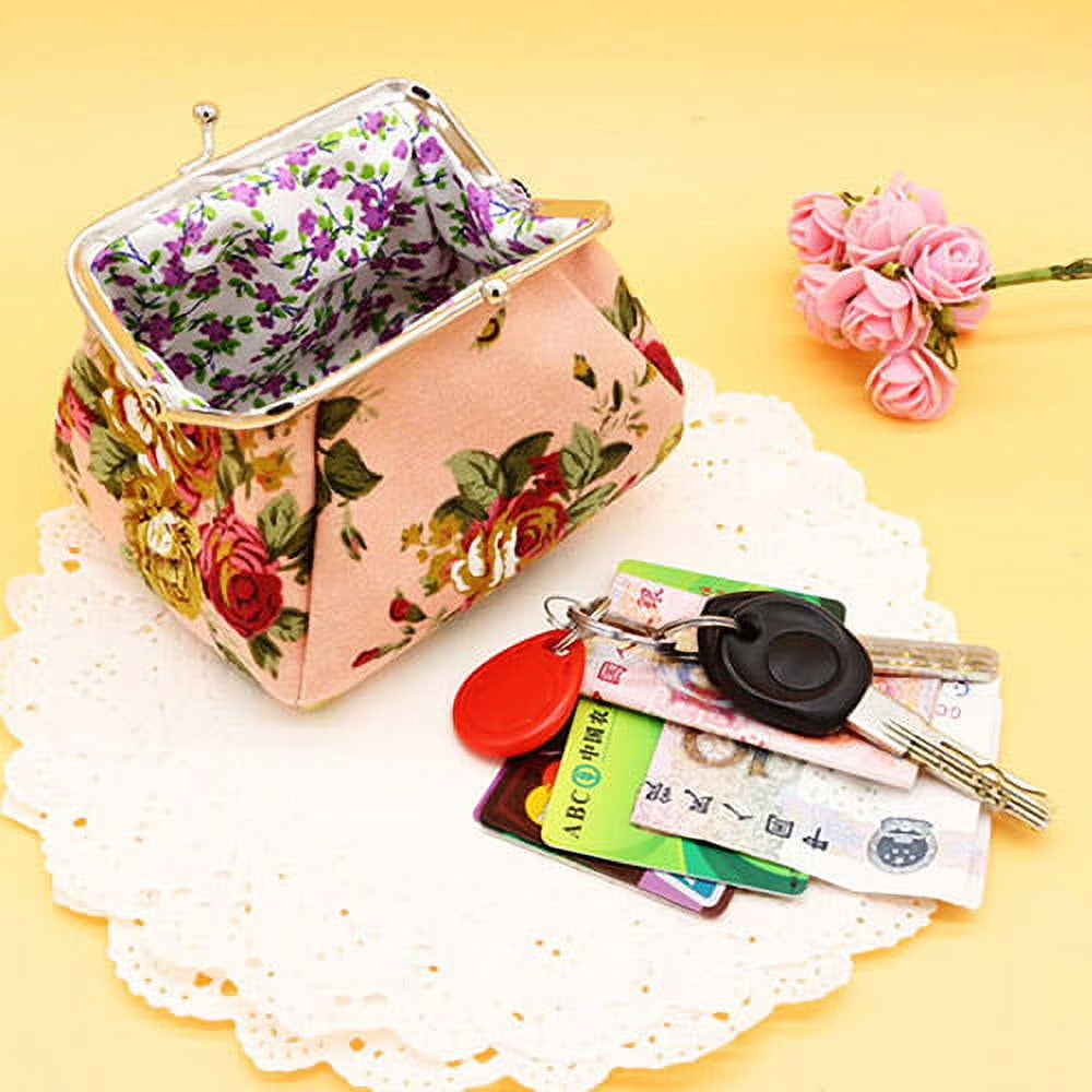 Women Flower Printed Canvas Wallet Card Holder Coin Purse Clutch Handbag Bag