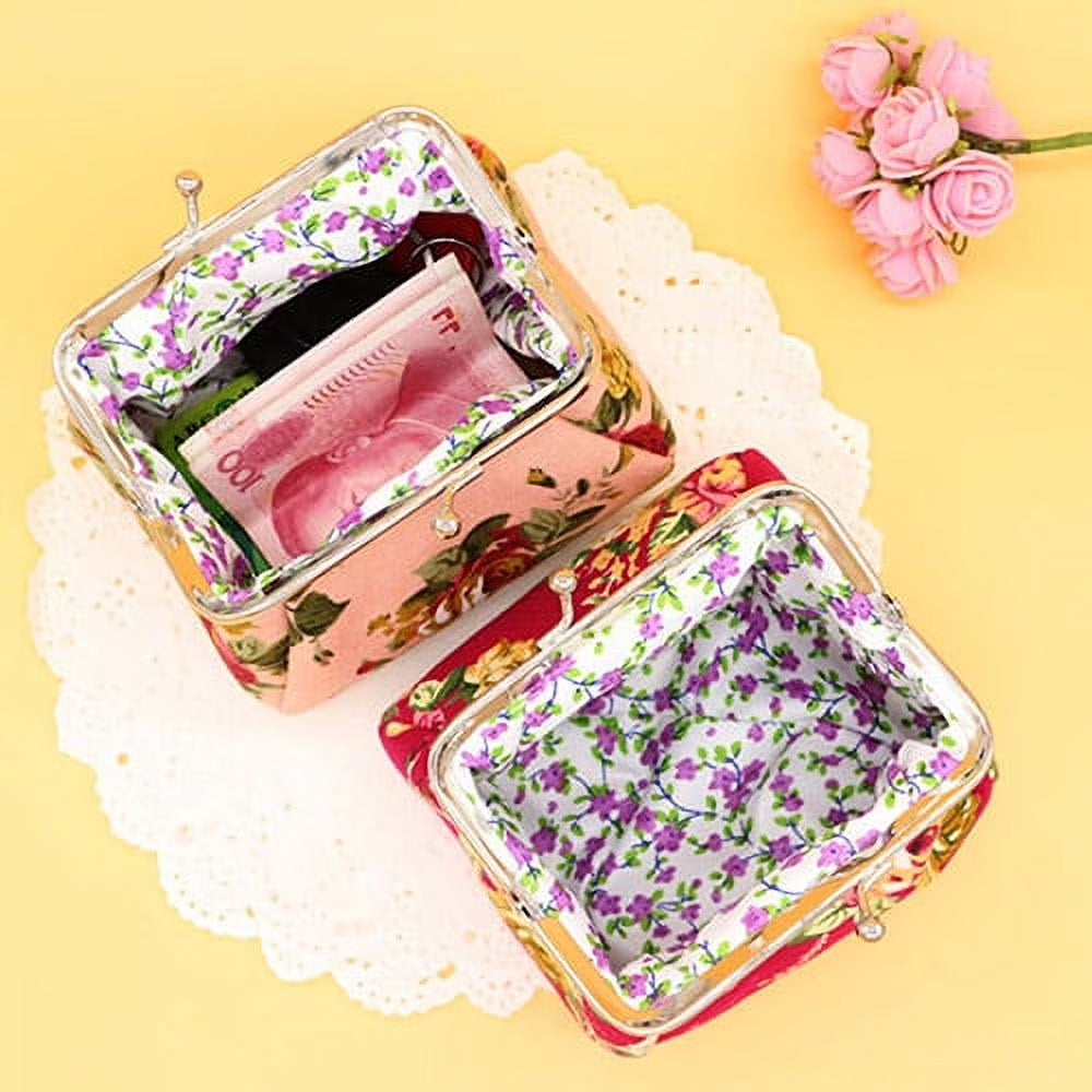 Women Flower Printed Canvas Wallet Card Holder Coin Purse Clutch Handbag Bag