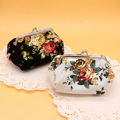 Women Flower Printed Canvas Wallet Card Holder Coin Purse Clutch Handbag Bag