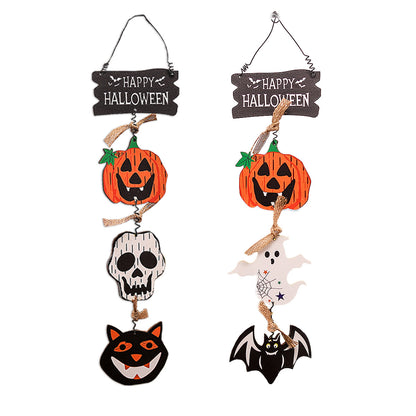 Halloween Decorations Wooden Plaque Door Hanging Pumpkin Ghost Ornament