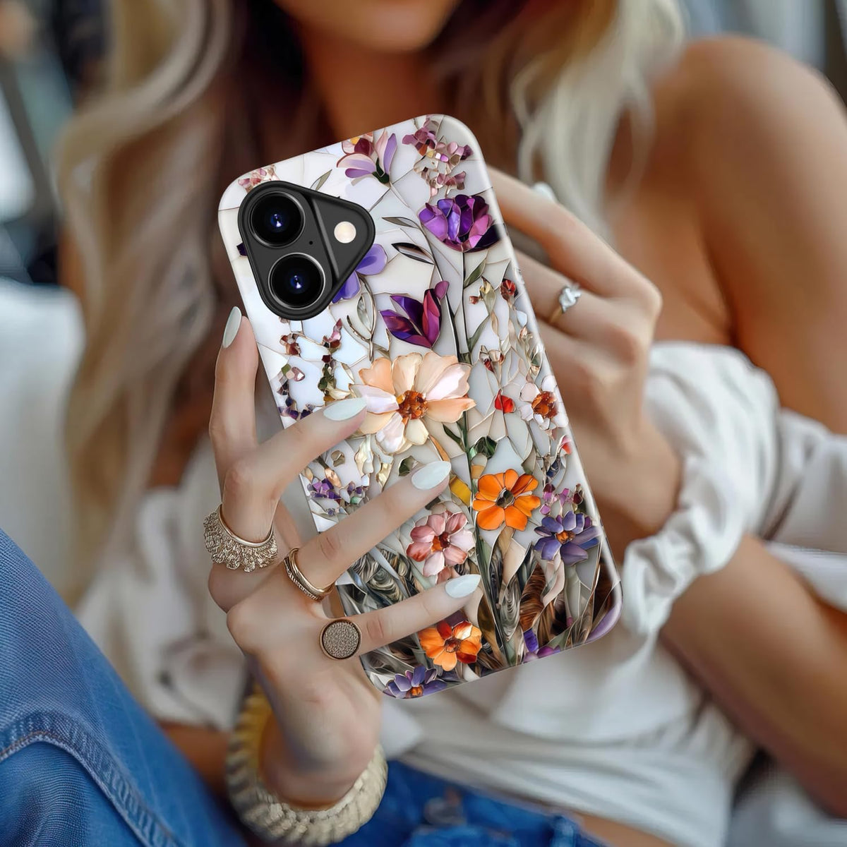 for Iphone 17 Case Cute, Preppy Trendy Floral Design
