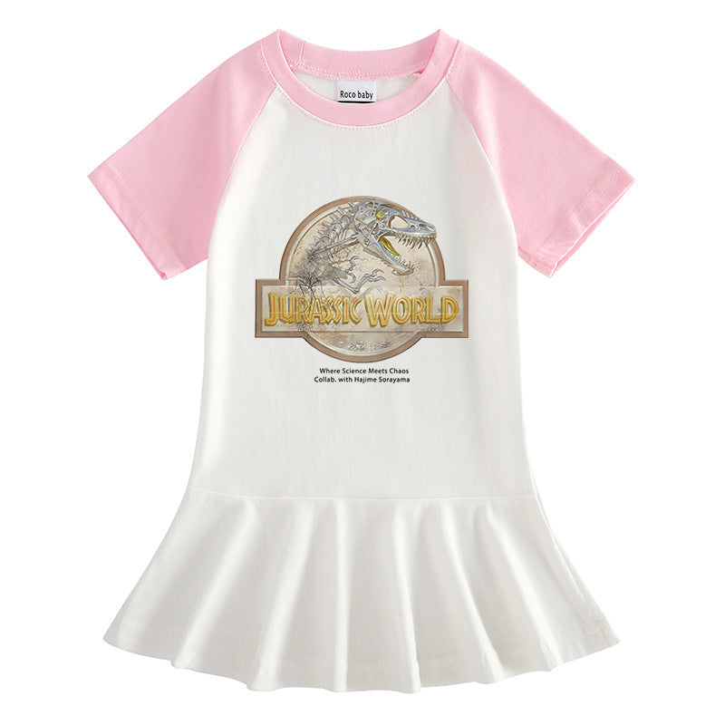 Children's cartoon half sleeved girls' dress