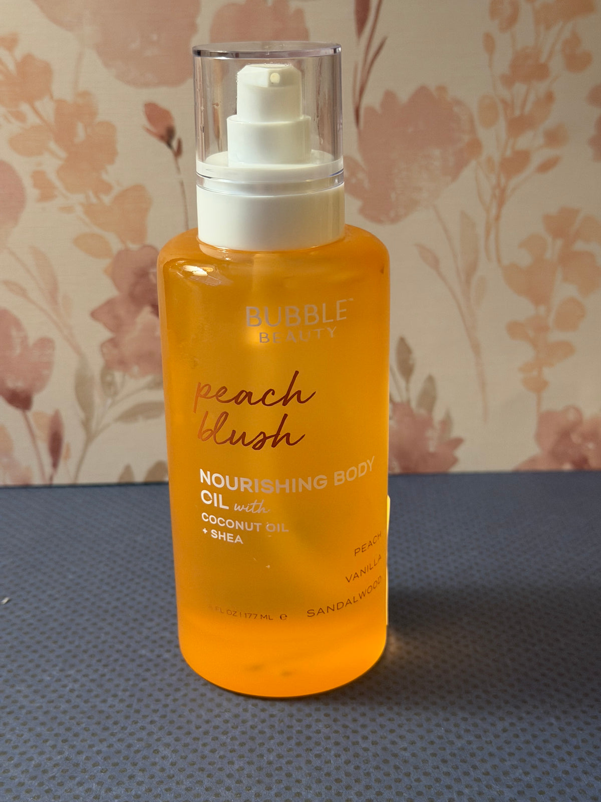 Peach blush, body oil