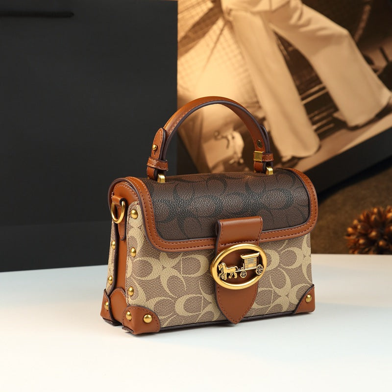 Leather Small Square Bag for Women