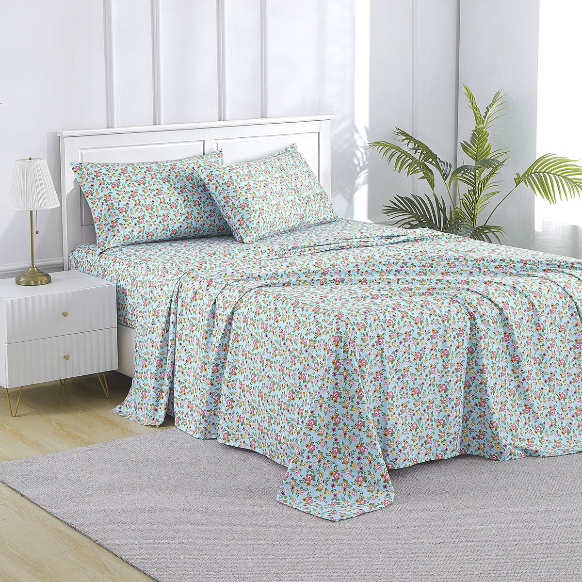Summerween Soft Microfiber Sheet Set, 4- Piece, Floral Skulls, Full
