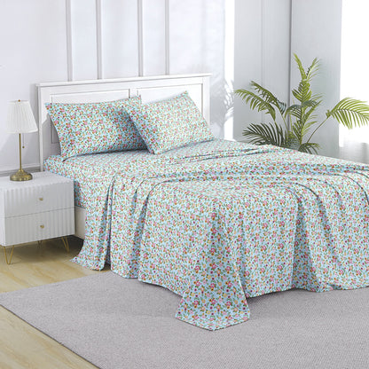 Summerween Soft Microfiber Sheet Set, 4- Piece, Floral Skulls, Full