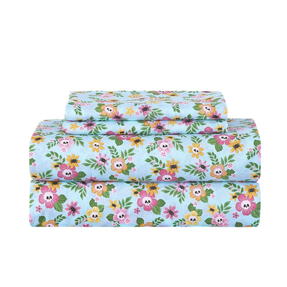 Summerween Soft Microfiber Sheet Set, 4- Piece, Floral Skulls, Full