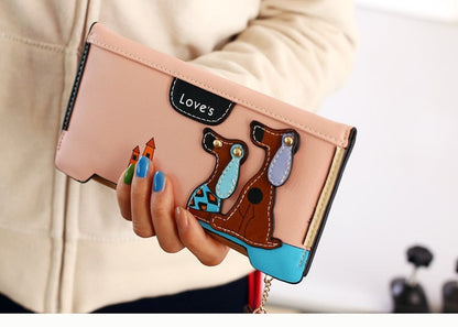 LY.SHARK Cartoon dog women purse bag designer wallets famous brand women wallet long money clip dollar price zipper coin pockets