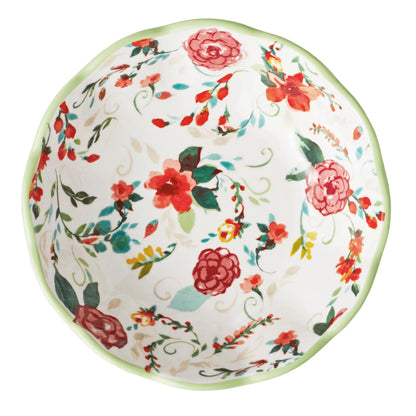 Painted Meadow Green 4-Piece Ceramic Pasta Bowl Set