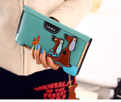 LY.SHARK Cartoon dog women purse bag designer wallets famous brand women wallet long money clip dollar price zipper coin pockets