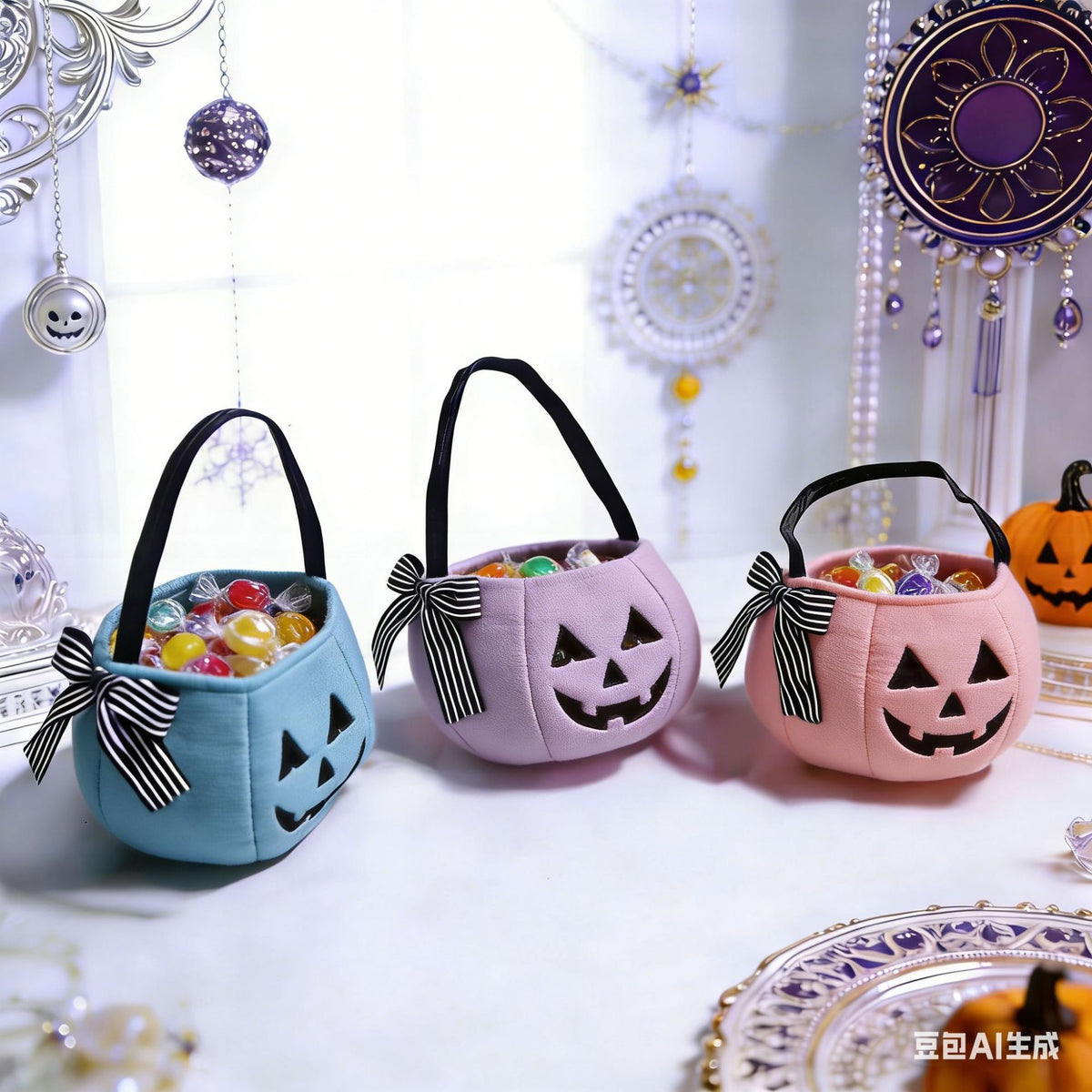 Halloween Handheld Bow Embroidered Candy Bag