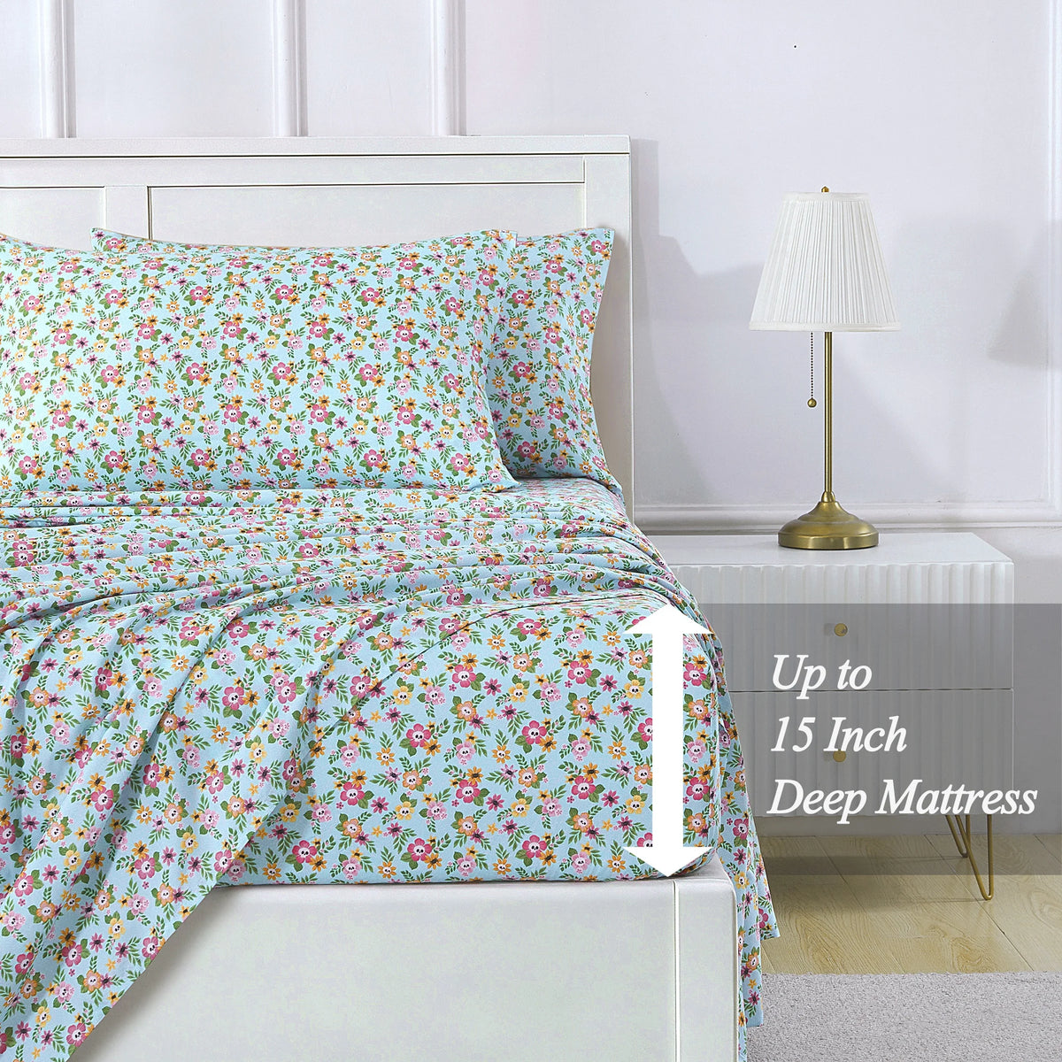 Summerween Soft Microfiber Sheet Set, 4- Piece, Floral Skulls, Full