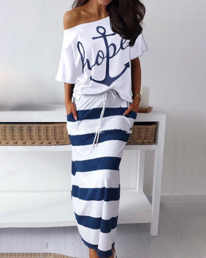New European and American Navy Style Casual Set, 2 Pieces
